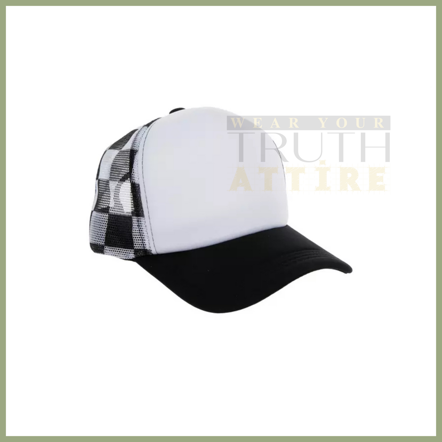 Black Checkered Trucker Hat