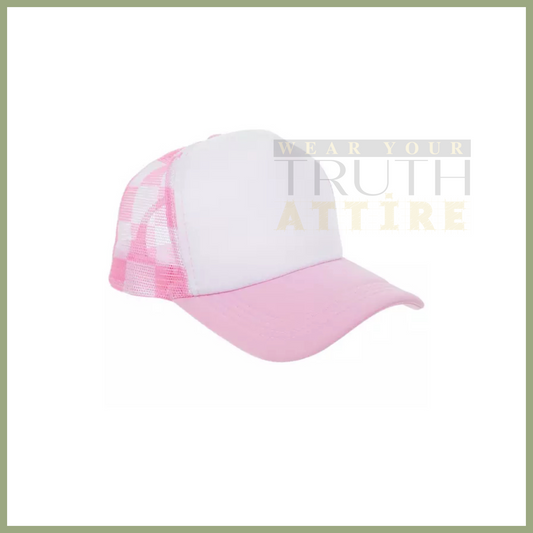 Pink Checkered Trucker Hat
