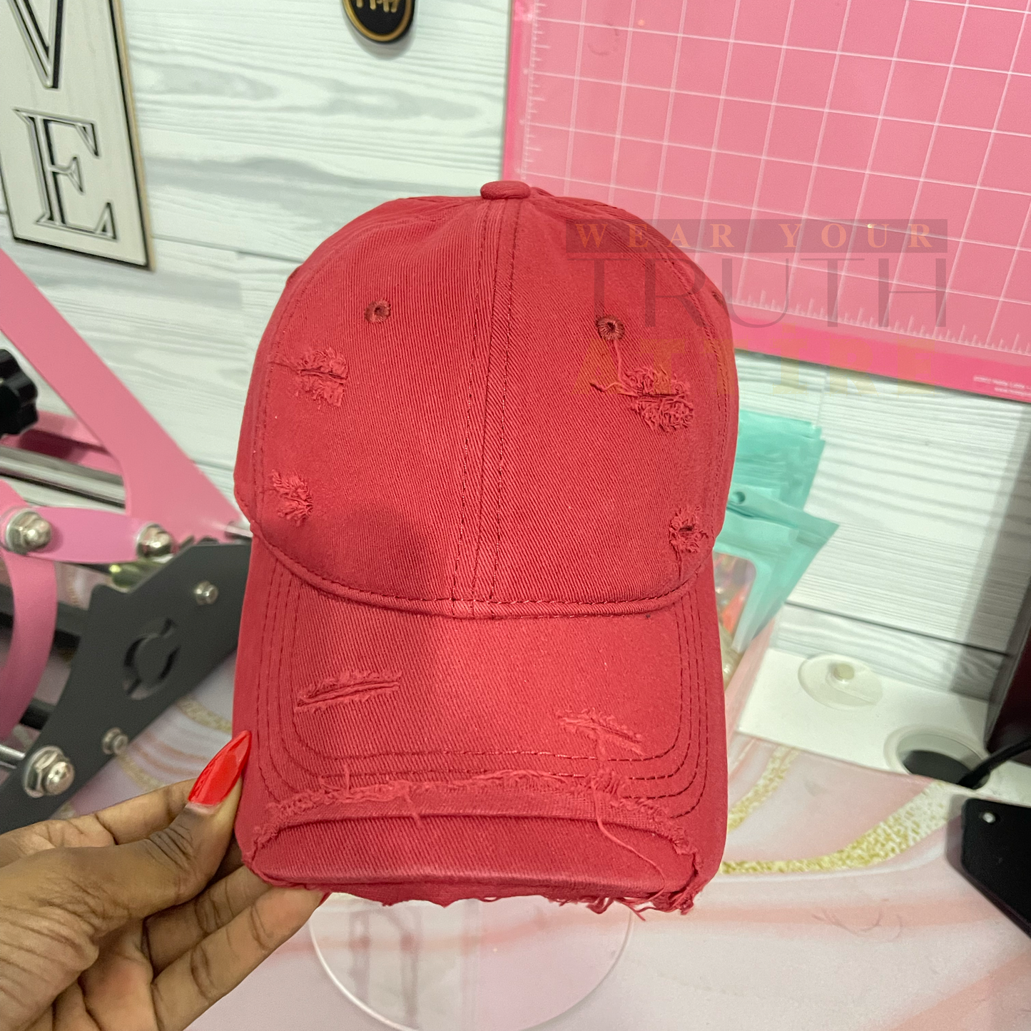 Distressed Red Cap