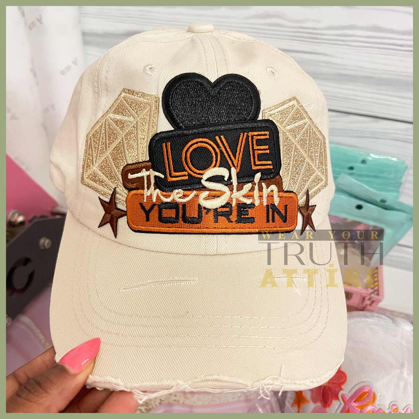 Love the Skin Your In Distressed Hat
