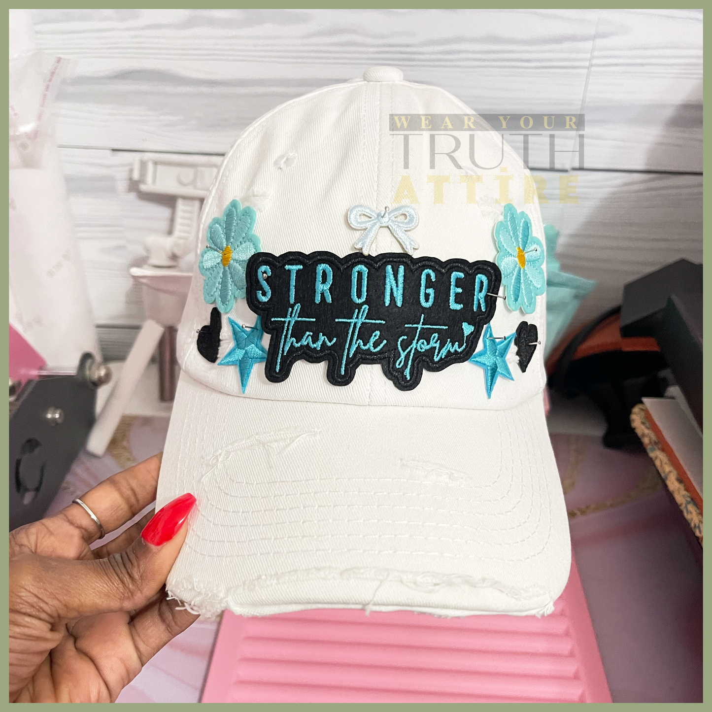 Stronger Than the Storm Distressed Hat